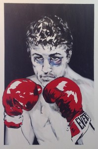 andres conde, the boxer, cuban artist, cuban painter, conde contemporary, raging bull, robert de niro, art, everlast, red gloves